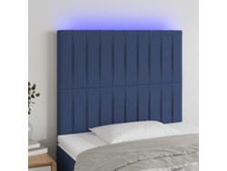 Cabecero Con Luces Led Tela Azul 80x5x118/128 Cm
