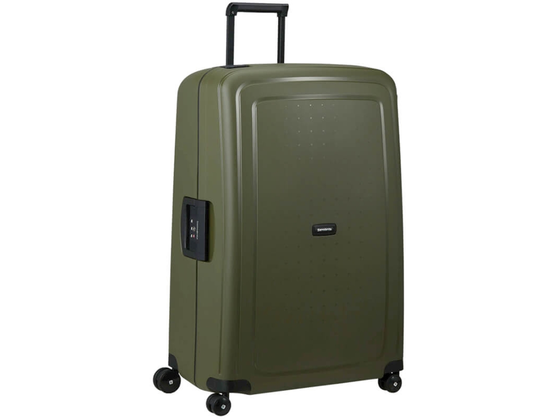 Maleta de viaje gigante Samsonite de 81 cm, 4 ruedas, color verde oliva.