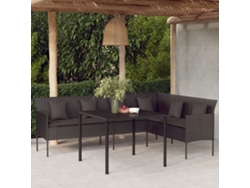 Sofá de jardín en forma de LP con cojines de ratán negro Lovely Home