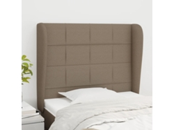 Cabecero Con Orejas De Tela Gris Taupe 93x23x118/128 Cm