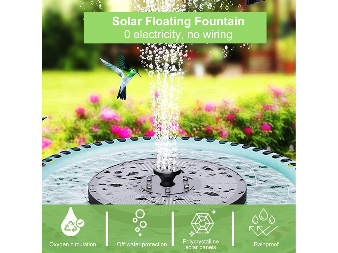 2026-fuente Flotante Solar Para Piscinas Jardin Patio Fuente De Agua Con Bomba Exterior Pajarera Baño Jardín