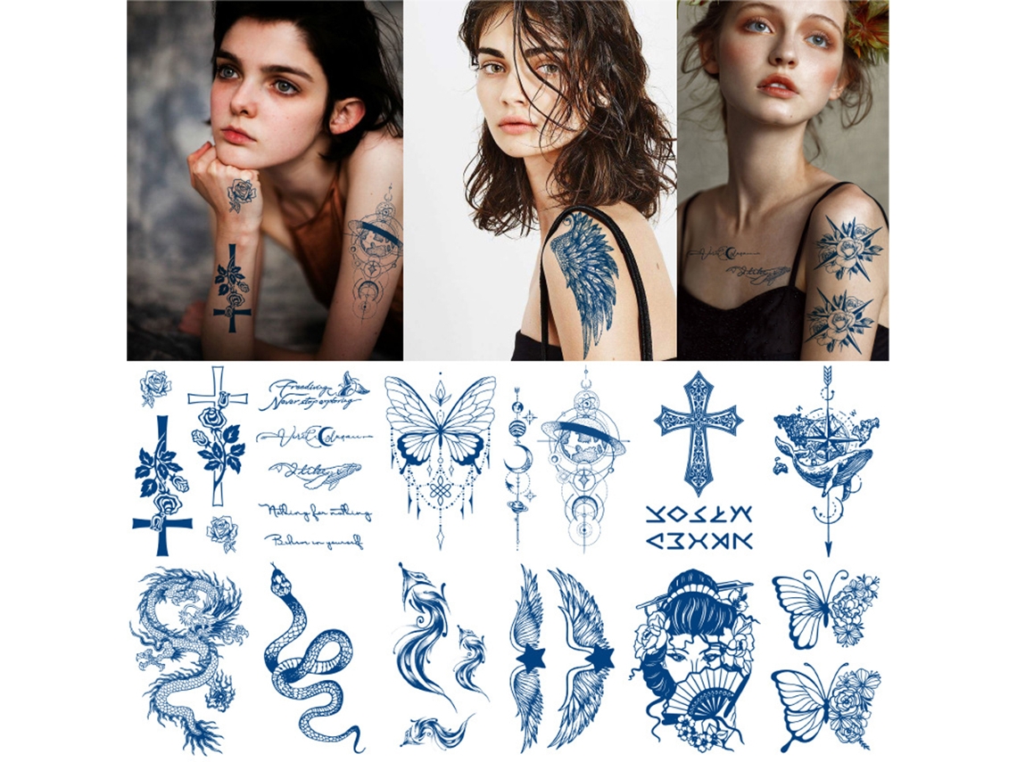 12 Pegatinas De Tatuajes Temporales A Base De Hierbas Para Decorar El Brazo.