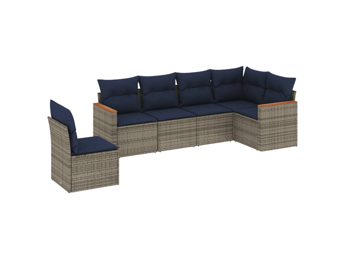 Maison Exclusive - Conjunto De Sofá De Jardín De 6 Piezas Con Cojines, Poliratán Gris