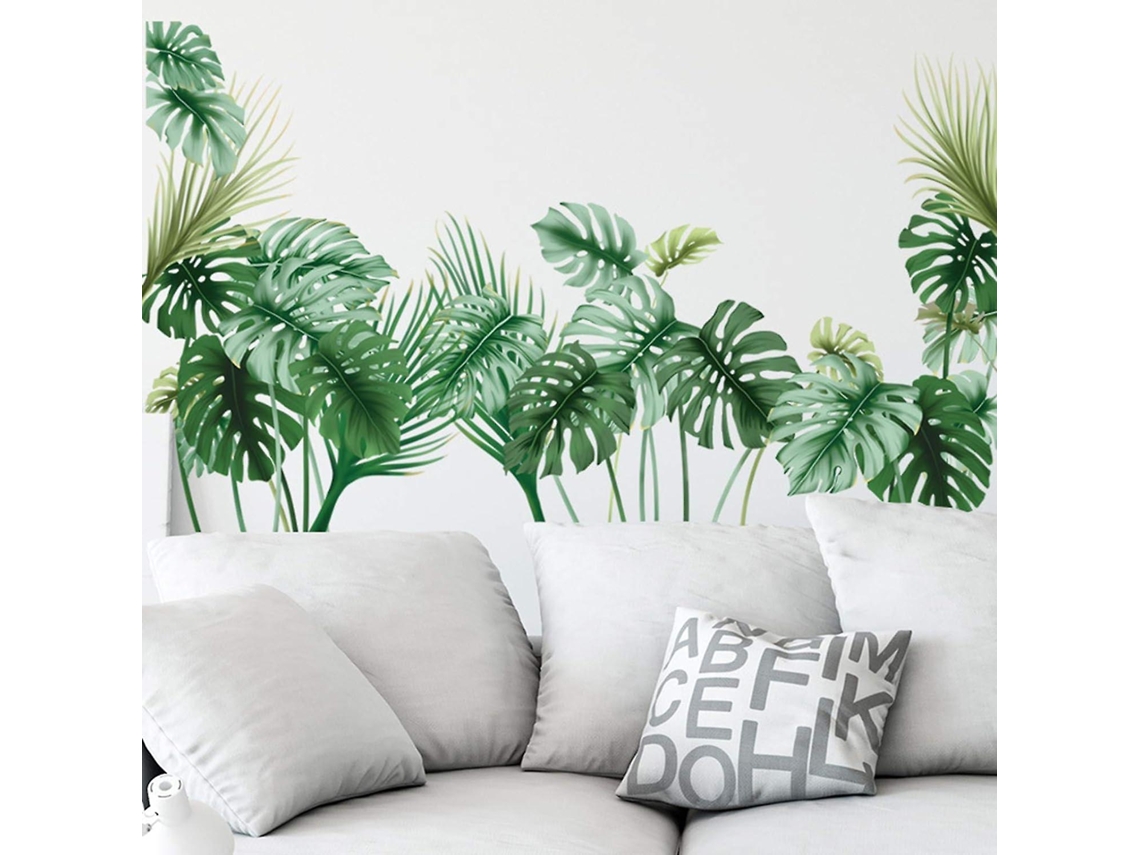 Omni-calcomanías De Hoja De Palma Tropical Para Sala De Estar, Dormitorio, Guardería Y Oficina Vinilo Verde Autoadehesivo Decoración Duradera