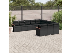 Conjunto de sofás de jardín de 11 piezas DKD Home Decor con cojines de mimbre negros