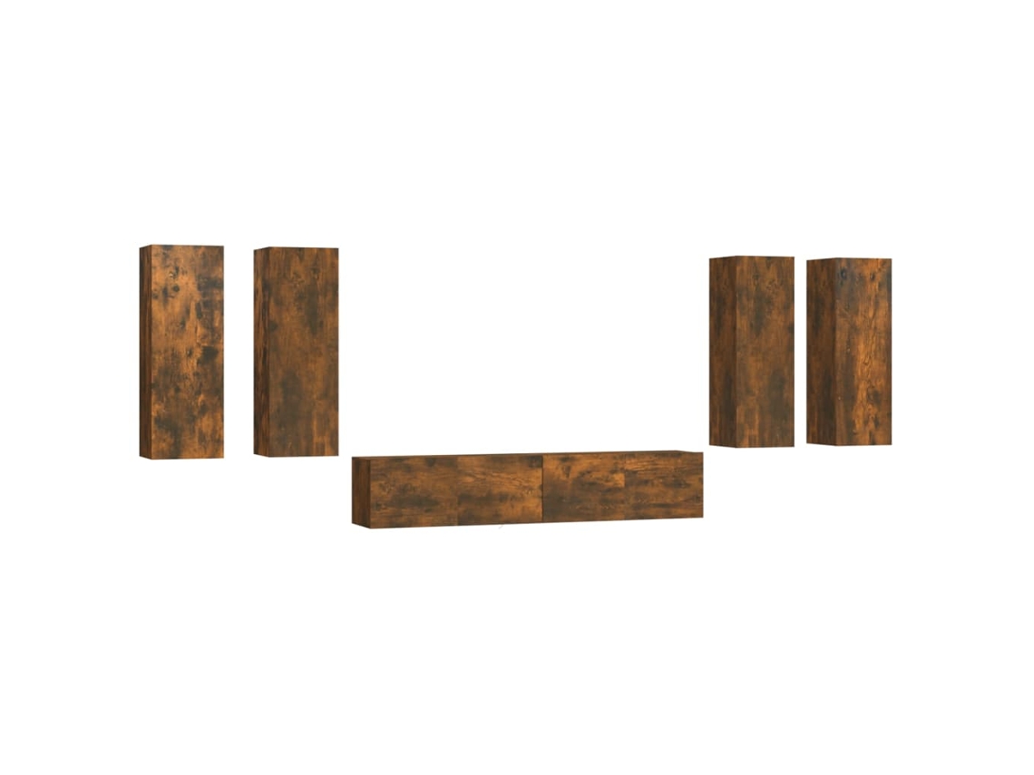 Maison Exclusive - Set De Muebles De Tv 6 Pzas Madera Contrachapada Roble Ahumado