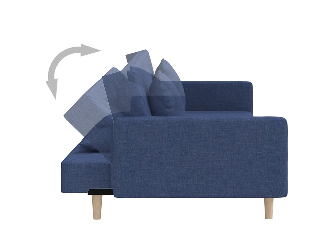 Sofá Cama De 2 Plazas Con Dos Almohadas Tela Azul