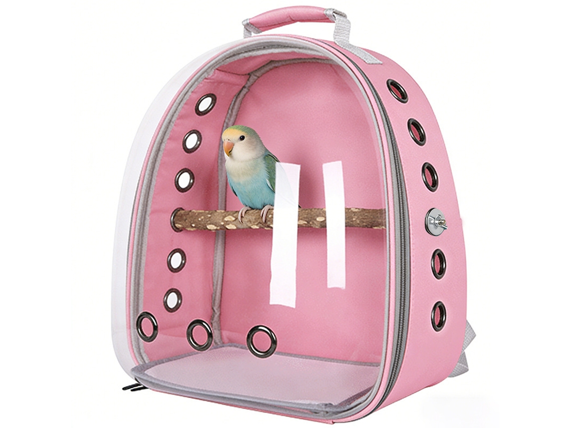 Transportín para loros Digitallab, totalmente ventilado, diseñado para viajar (rosa)