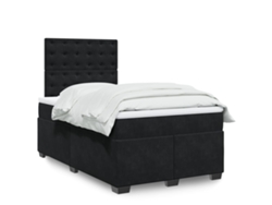 Cama box spring con colchón terciopelo negro 120x190 cm