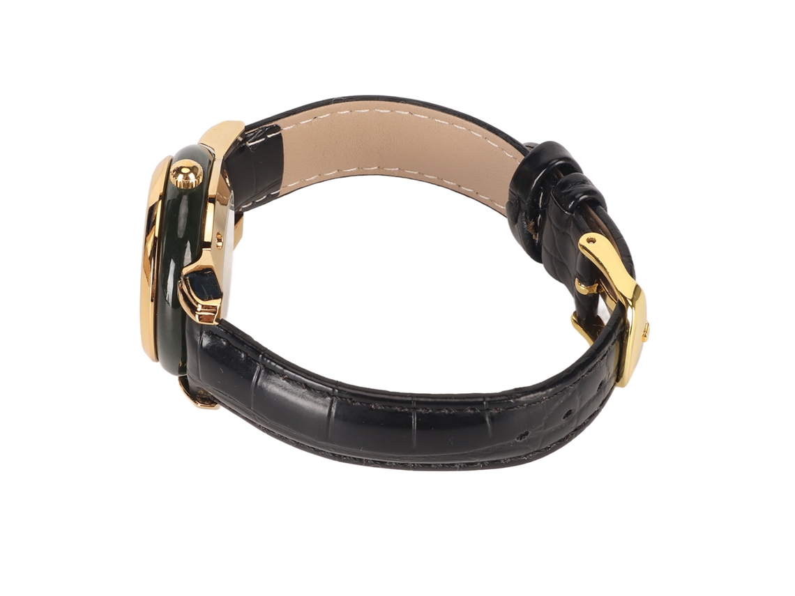 Reloj De Pulsera Para Mujer Con Diamantes De Imitación, Esfera Dorada Y Correa De Piel Sintética.