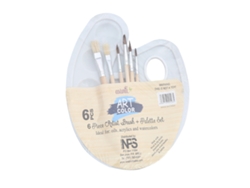 Juego de 6 pinceles y paleta para pintura a la acuarela, óleo y acrílico para niños y adultos.