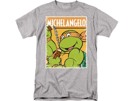Camisetas Unisex DEEPSTONE Distressed Michelangelo Photo Teenage Mutant Ninja Turtles brezo atlético (XXXL)