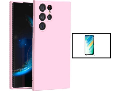 Kit Carcasa + Protector de Pantalla GorilaGlass Samsung Galaxy S22 Ultra 5G G4M Rosa