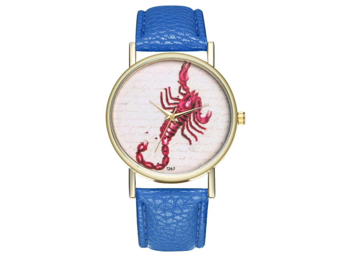 Reloj De Pulsera Escorpio Con Correa De Pu Simple Analógico Quartz Zhoulianfa T267-a Azul Real