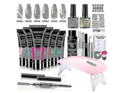 Kit de decoración de uñas con lámpara UV/LED, secador de uñas, juego de uñas artificiales, esmalte en gel y herramientas para GOKOCO