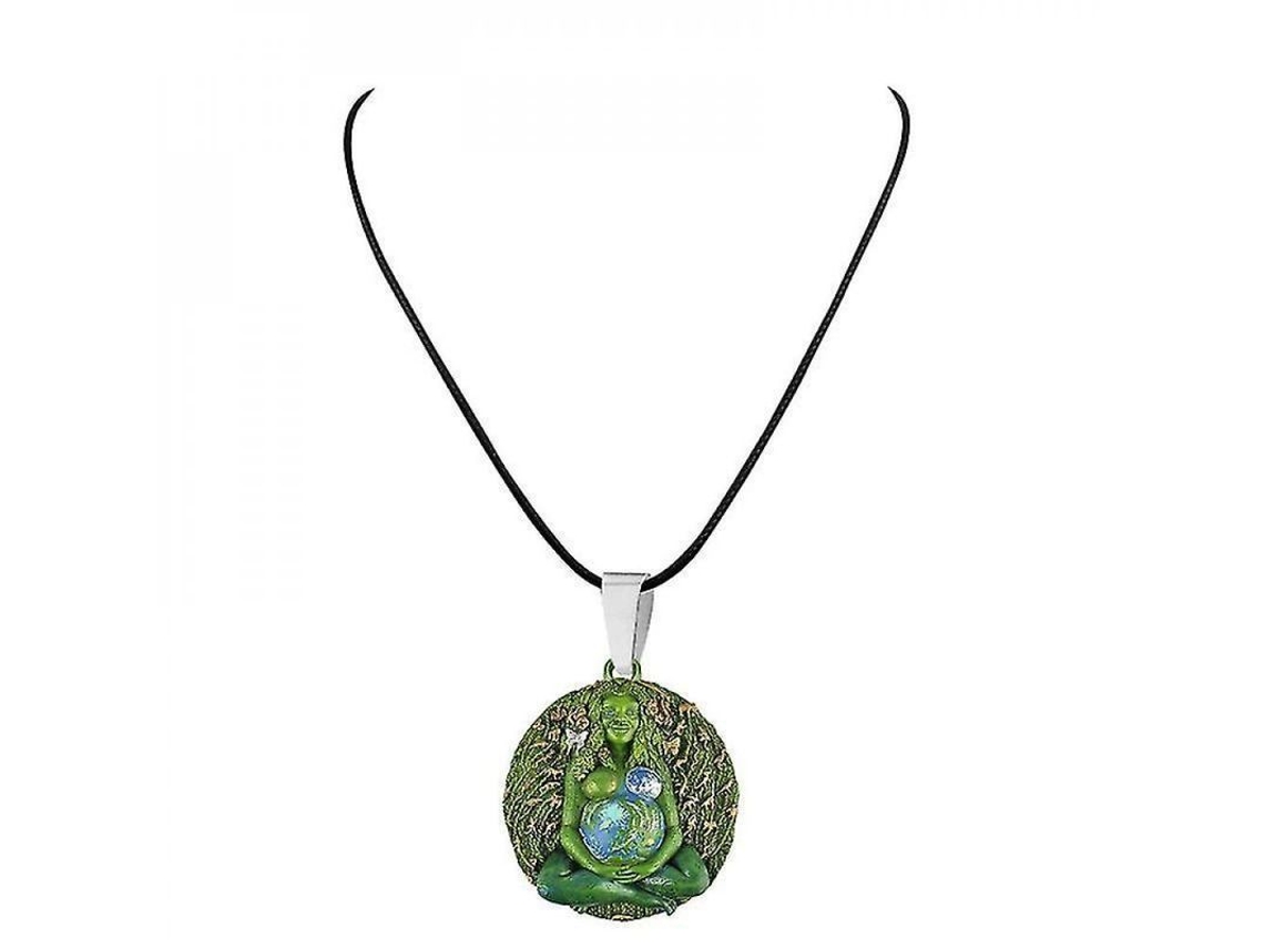 Colgante Estatua Madre Tierra Gaia Verde Resina Joyería Unisex Moda Colgante