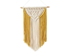 Tapiz De Macramé Hecho A Mano, Estilo Bohemio, Amarillo, Hilo De Algodón, Para Decoración.