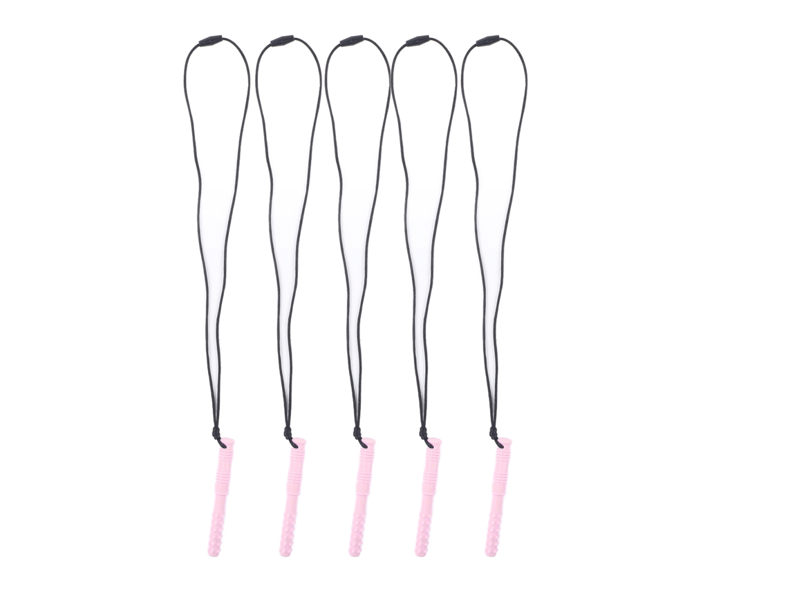 5 Collares Para La Dentición Del Bebé, Silicona De Grado Alimenticio, Suaves, Elásticos, Blancos Y Rosa Claro.