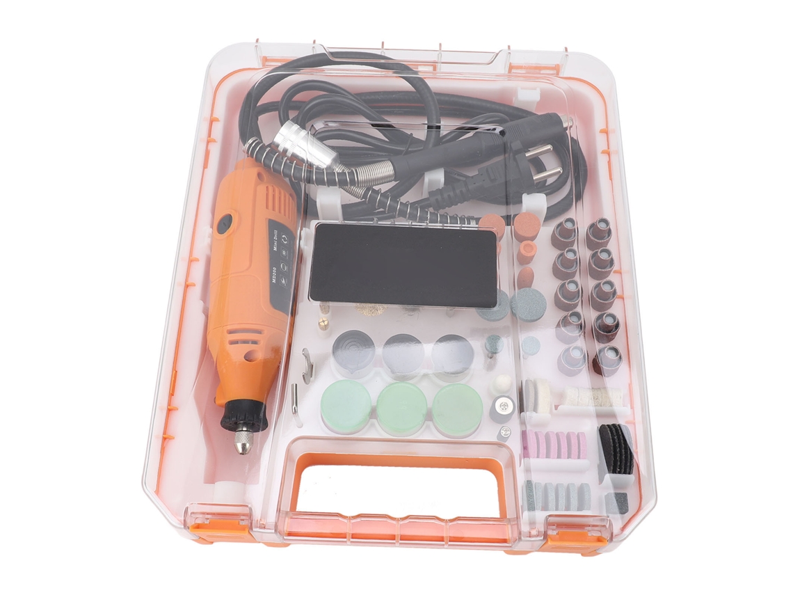 Kit de herramienta rotativa portátil de 30000 rpm y 200 W con 93 accesorios.