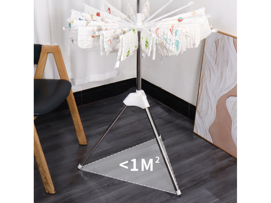 Tendedero de ropa para bebé de 3 capas, toallero plegable con rotación de 360°, clip de secado estable de 1 capa, soporte triangular colgante de 2 capas