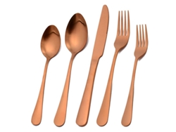 Conjunto de talheres preto e prateado, 10 peças, em aço inoxidável, para uso doméstico, em restaurantes e hotéis. Pode ser lavado na lava-louças.