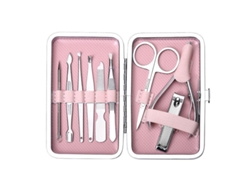 Set Profesional De Manicura Y Pedicura Linjou, 9 Piezas, Herramientas De Acero Inoxidable (rosa)