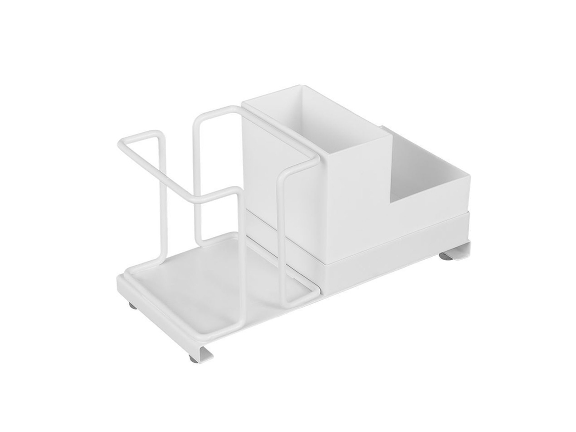 Soporte Para Vasos Desechables Con Caja Para Bolsitas De Té, Organizador De Mostrador De Café Blanco