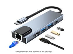 Estación De Acoplamiento Usb-c 5 En 1 Con Puerto Hdmi 4k30hz, Usb 3.0/2.0, Rj45 Y Pd De 87w Para Portátiles, Tabletas Y Smartphones.