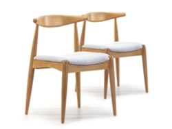 Conjunto de 2 Cadeiras Corzo Cor Carvalho Madeira Sólida 52,5 X 50 X 74,5 Cm VS VENTA-STOCK