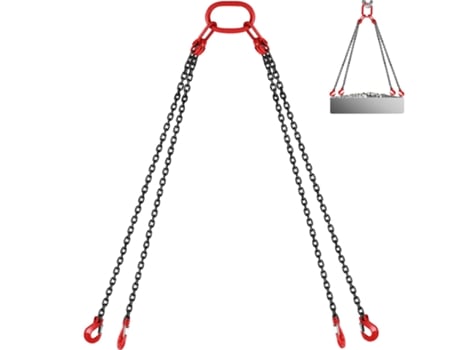 VEVOR 5/16 , capacidad de 11.000 lb G80 acero de aleación de motor eslinga eslinga de cadena con 4 clips de pierna y regulador