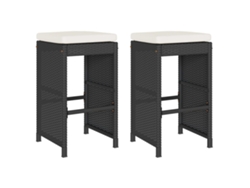 Conjunto de taburetes de bar con cojines para jardín de mimbre negro MAISON EXCLUSIVE (38x38x80 cm)
