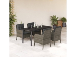 Conjunto de comedor de jardín DKD Home Decor de 5 piezas con cojines, ratán gris