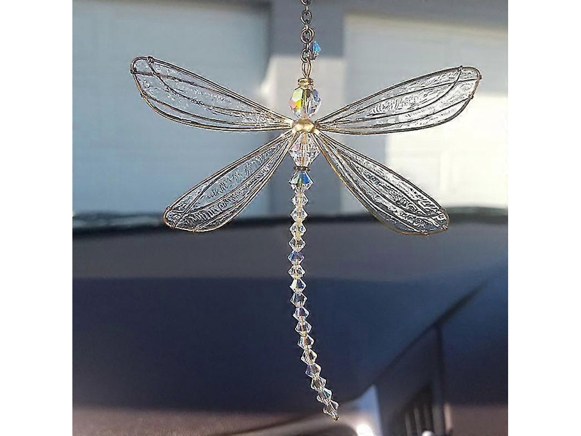 Atrapasol de cristal con forma de libélula, prisma creador de arcoíris, adorno colgante de cristal para decoración del hogar, jardín y ventanas.