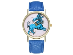 Reloj Casual De Moda Zhoulianfa Para Hombre Y Mujer Con Correa De Cuero Azul Oscuro.