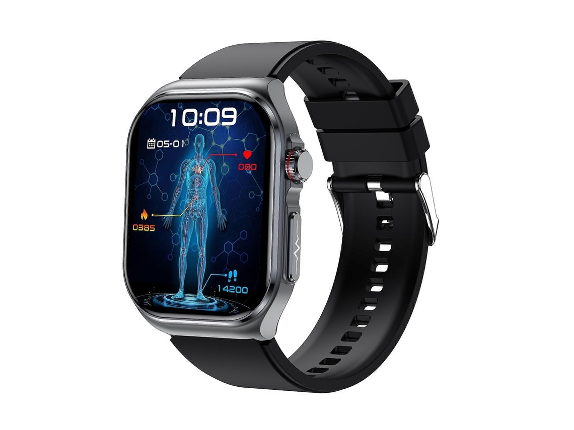 Reloj inteligente ET585 de 2,04 pulgadas con correa de silicona, resistente al agua IP68, compatible con ECG y medición de la composición sanguínea. Hengrongshen