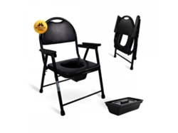 Silla Cómoda Plegable MOBICLINIC Mod. Guadalquivir Orinal Silla Wc Respaldo Regulable Apoyabrazos Acolchados Acero Cromado Negro