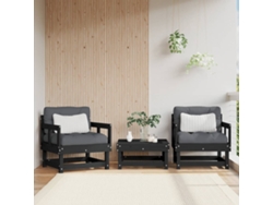 Sillones De Jardín 2 Unidades Madera Maciza Pino Negro