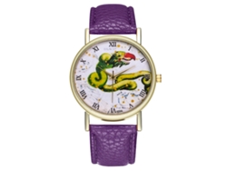Reloj De Pulsera Analógico De Cuarzo Con Dial Redondo Moda (morado)