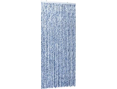 vidaXL Cortina mosquitera chenilla azul blanco y plateado 100x220 cm
