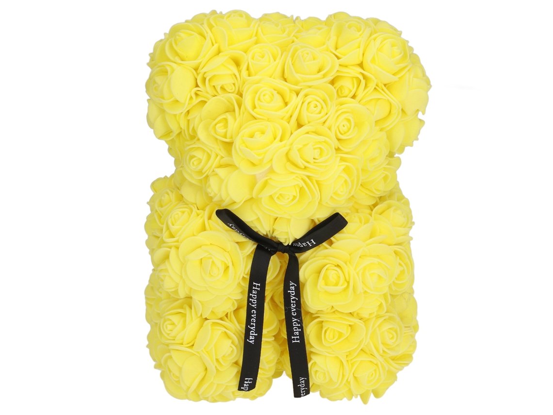 Oso de peluche rosa con flores de 22 cm. Regalo romántico para San Valentín y Navidad | Sin marca