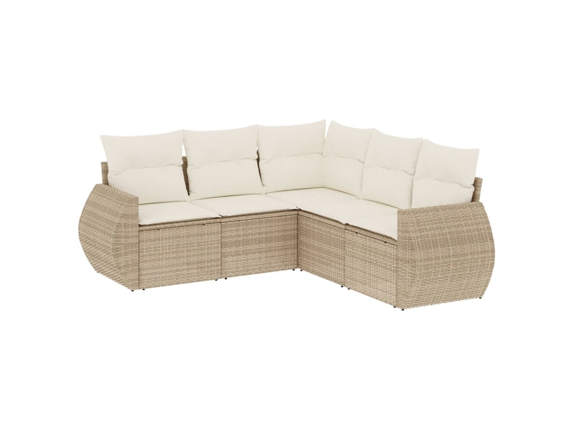 Maison Exclusive - Juego De Sofás Jardín Con Cojines 5 Pzas Ratán Sintético Beige
