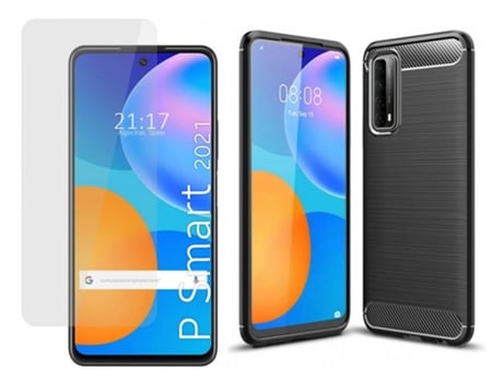 Carcasa + Protector de Pantalla Huawei P Smart 2021 TUMUNDOSMARTPHONE Pack Negro