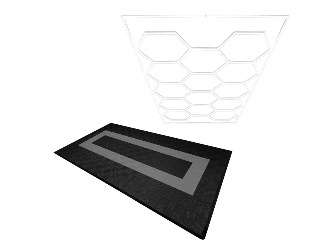 Metaplacas de polipropileno con cantos negros (90) y grises (30), Plafón LED hexagonal Monstershop (120 unidades)