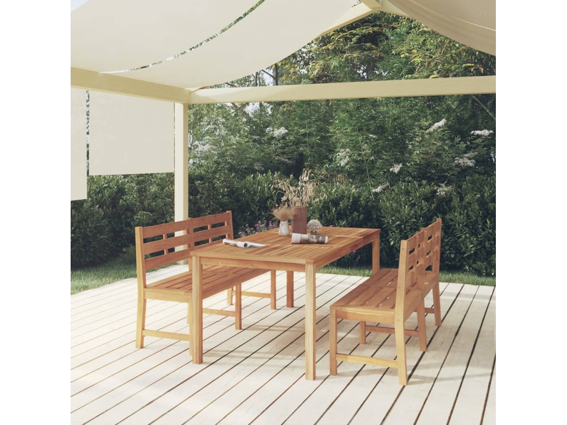 Juego de comedor de jardín de 2 piezas de madera maciza de teca Dkd Home Decor