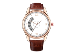 Reloj De Pulsera Para Hombre De Moda Con Correa De Cuero Pu Regalo (blanco Marrón)