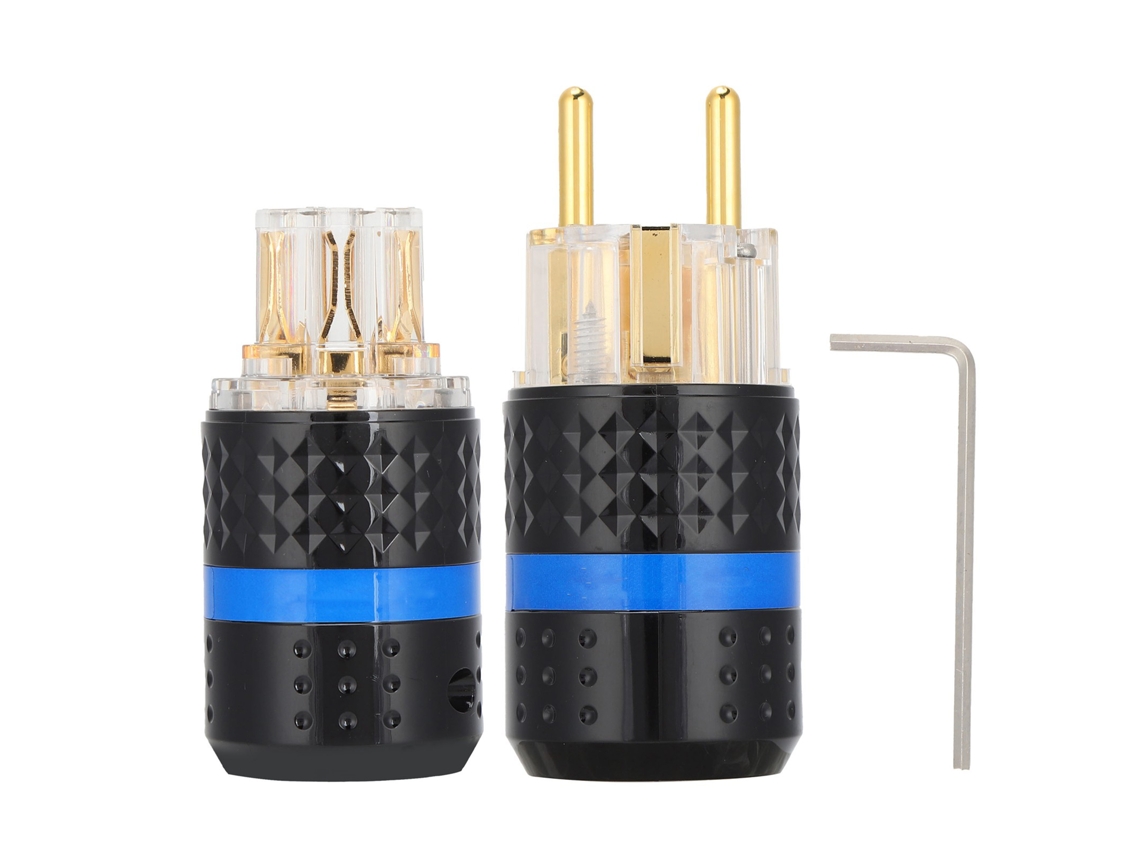 Conector De Audio Mono De Cobre Puro Chapado En Oro De 24 Quilates, Transparente, Modelo E103g/f103g
