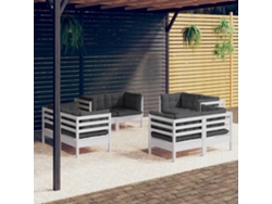 8 unidades Conjunto. Lounge De Jardim Com Almofadões Antracita Pinho Dkd Home Decor