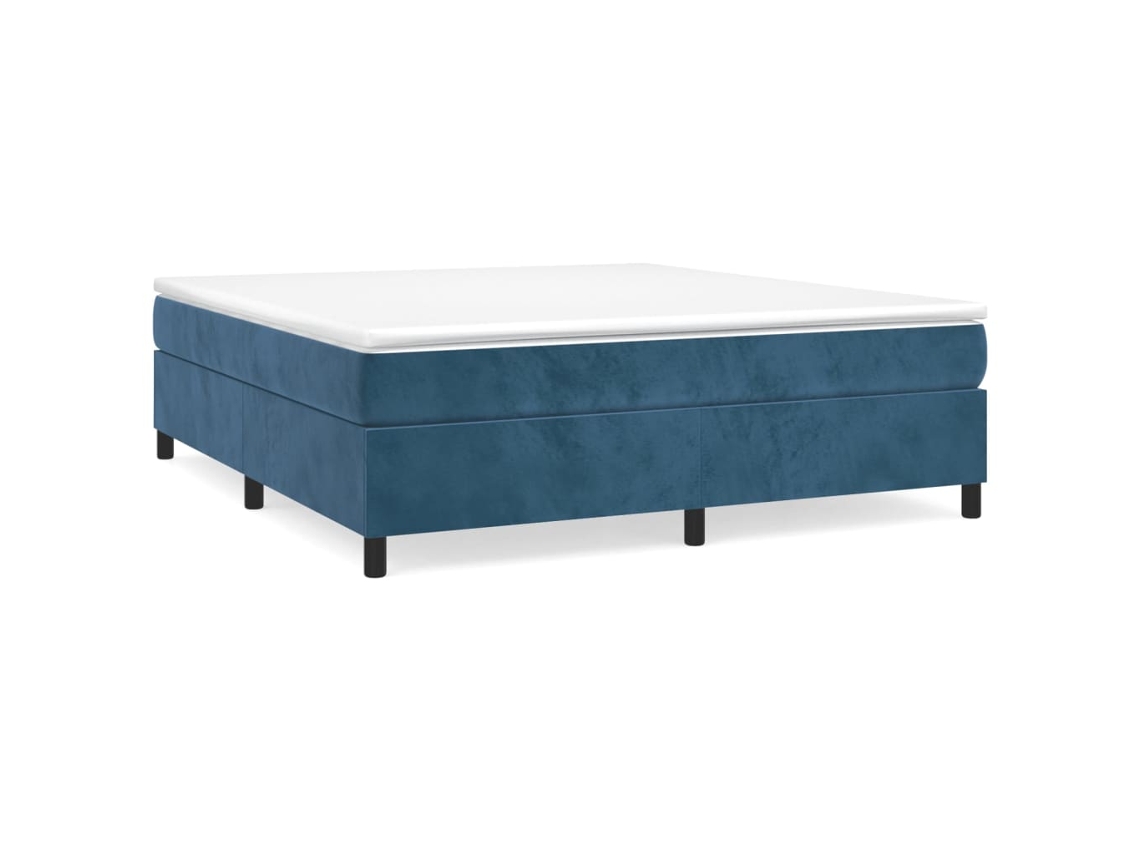 Maison Exclusive - Cama Box Spring Con Colchón Terciopelo Azul Oscuro 180x200 Cm