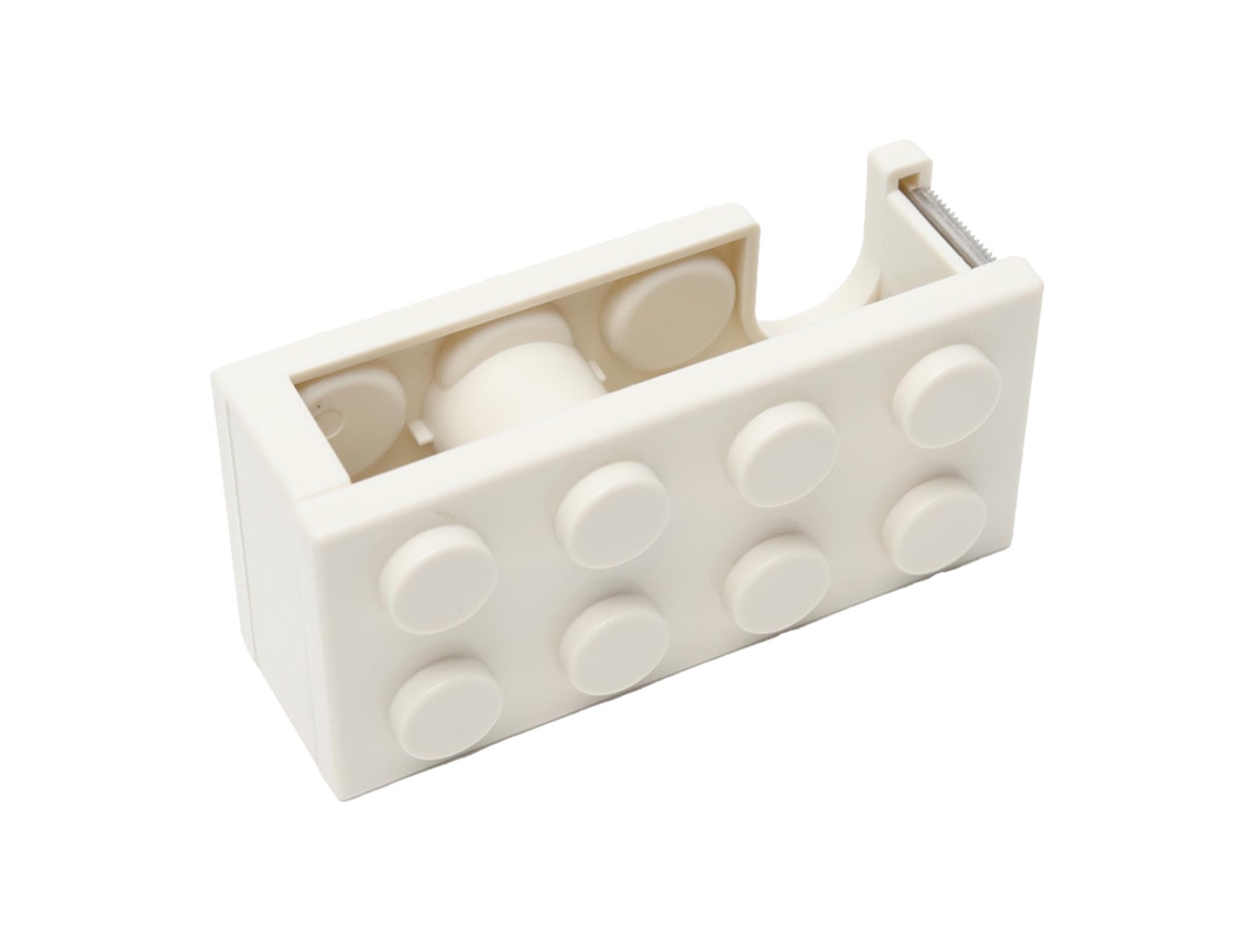 Porta Cinta De Oficina Con Forma De Bloques Lindos, Cortador Fácil, Para Escuela Y Estudio, Blanco