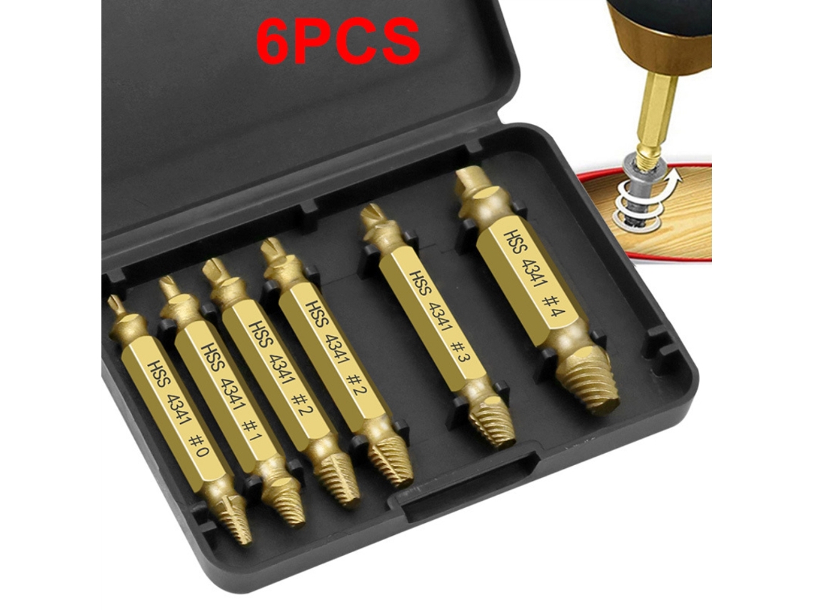 Kit De 6 Extractores De Tornillos Duraderos Y Seguros Para Extraer Tornillos Dañados.
